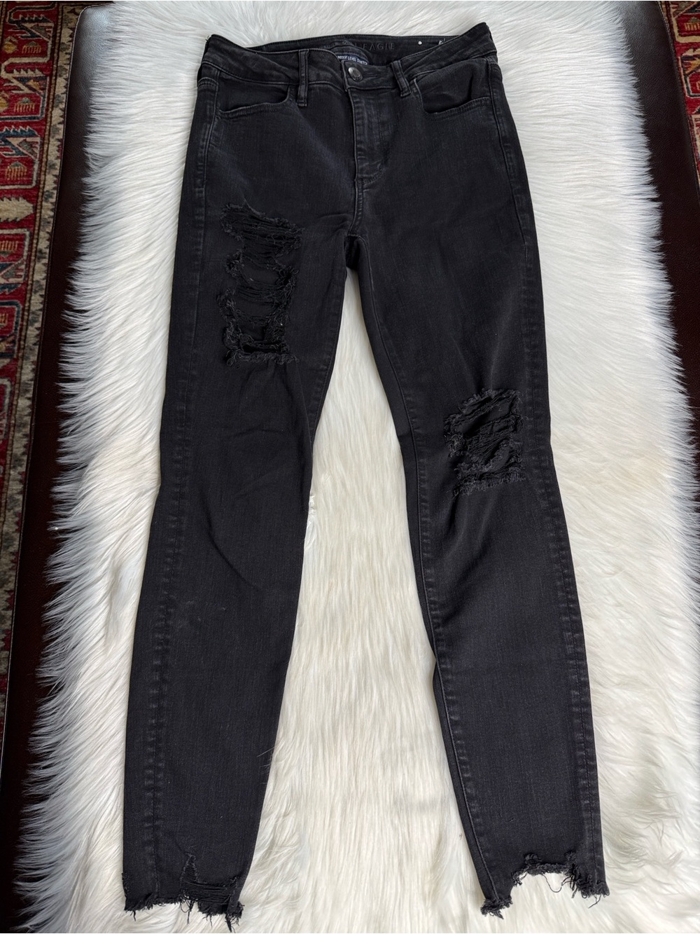 American Eagle Black Distressed Hi Rise Jeggings